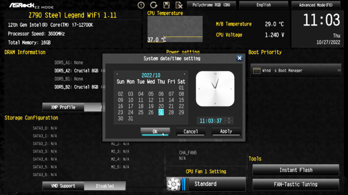 Cài đặt ngày giờ trong BIOS