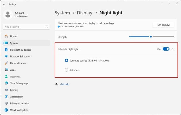 Lịch trình Night Light