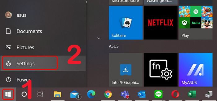 Mở Thiết lập trên máy tính