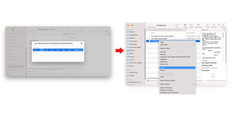 Sao chép file phím tắt