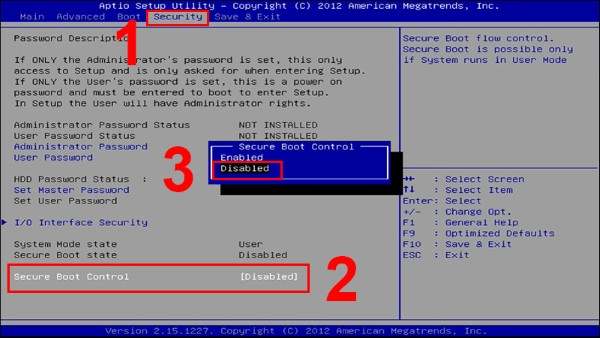 Tắt Secure Boot trong BIOS