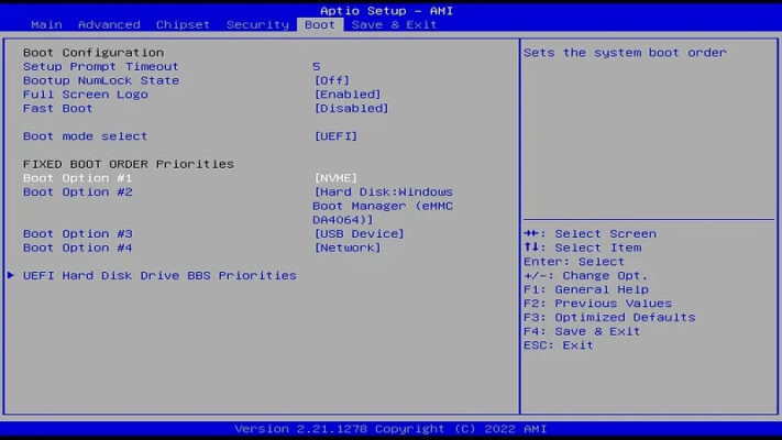 Thiết lập Boot Sequence