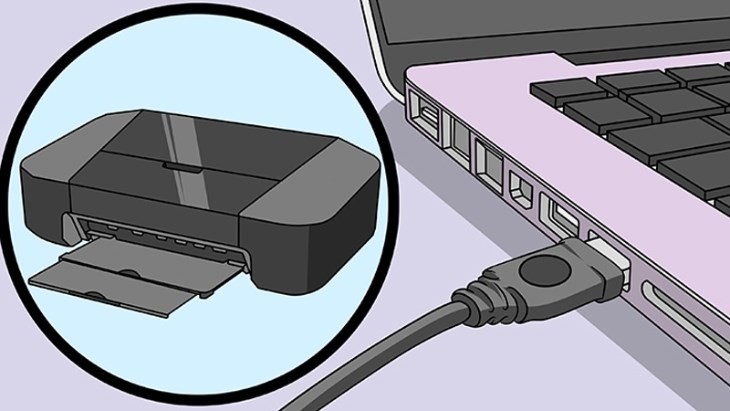Dây cáp USB kết nối máy in bị lỏng hoặc hỏng gây lỗi không nhận lệnh