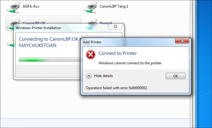 Thông báo lỗi driver máy in trên máy tính là nguyên nhân không in được