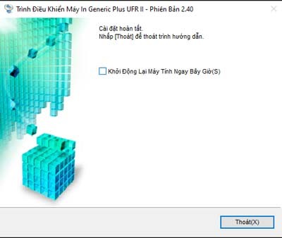 Thông báo hoàn tất cài đặt driver máy in Canon LBP