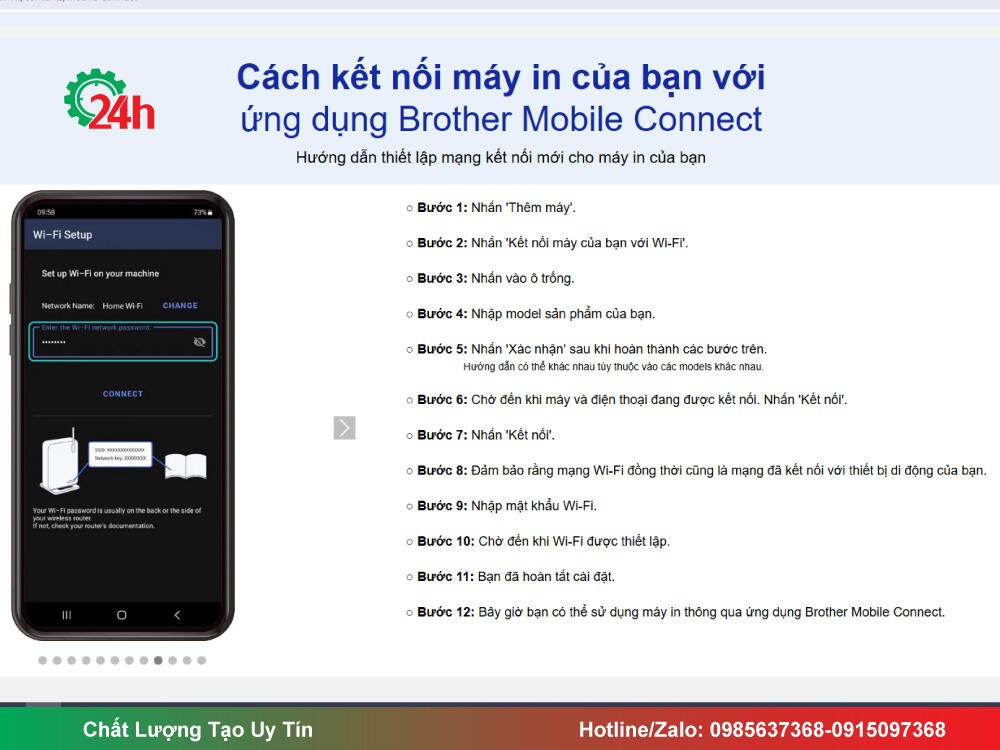 Ứng dụng Brother Mobile Connect hoặc iPrint&Scan hỗ trợ scan qua Wi-Fi