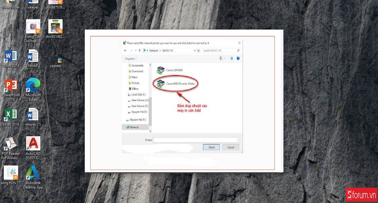Duyệt tìm máy in đã được chia sẻ trong mạng LAN
