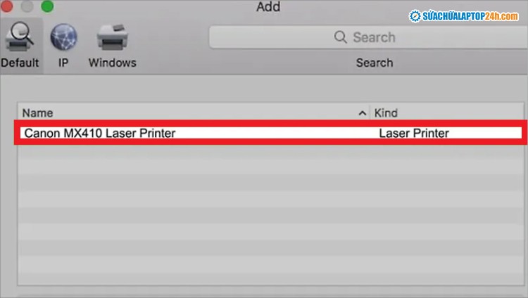 Chọn tên máy in kết nối với Macbook