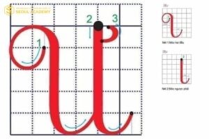 Các bước viết chữ cái in hoa “Ư” với nét móc duyên dáng