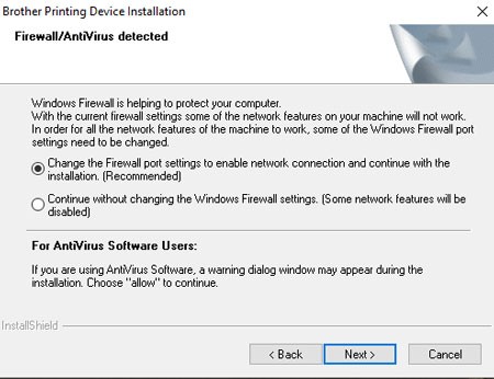 Thiết lập cổng tường lửa cho kết nối mạng máy in Brother MFC-L2701DW
