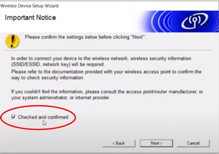 Xác nhận thông tin mạng Wi-Fi đã chọn cho Brother MFC-L2701DW