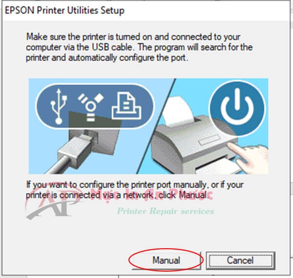 Lựa chọn cài đặt thủ công Manual cho driver Epson T60