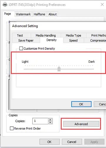 Thiết lập kích thước tem nhãn trong driver