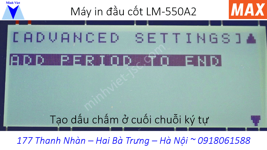 Tự động thêm dấu chấm vào cuối chuỗi ký tự trên máy in LM-550A2