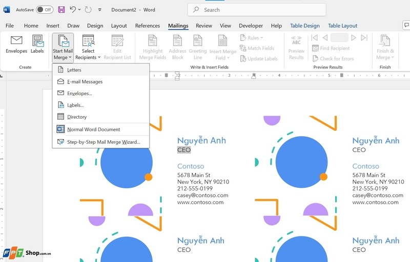 Mail Merge trong Excel ảnh 3