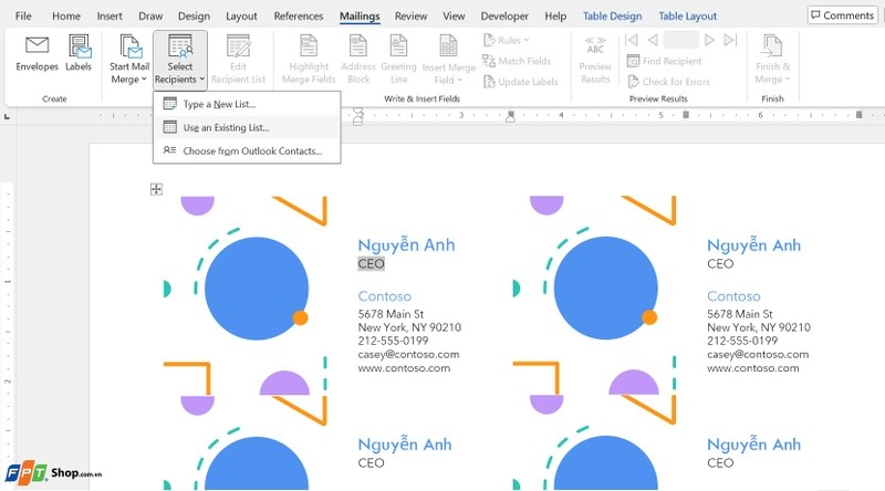 Mail Merge trong Excel ảnh 4