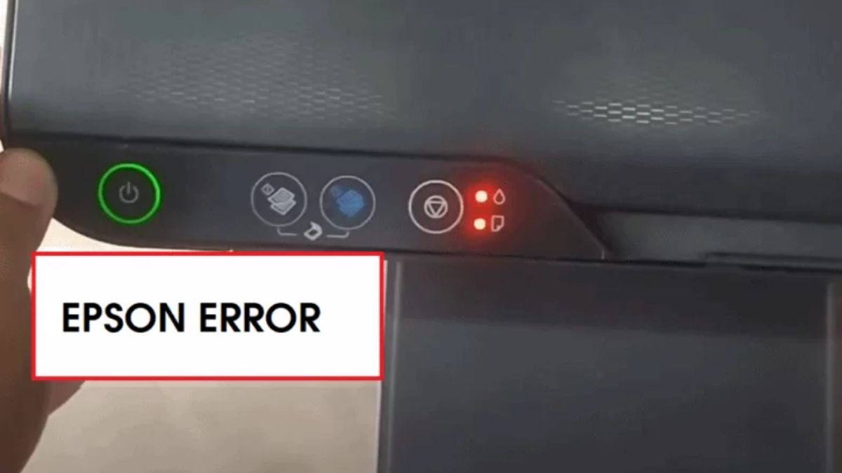 Cận cảnh hai đèn đỏ báo lỗi trên máy in Epson