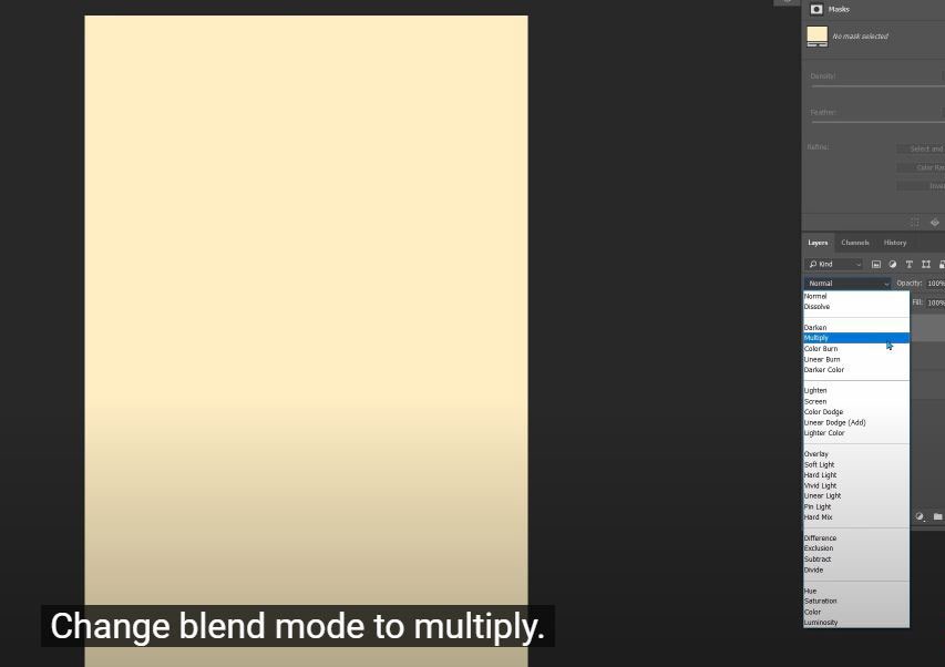 Áp dụng lớp màu giấy cũ với chế độ Multiply trong hướng dẫn cách in ảnh trong photoshop.
