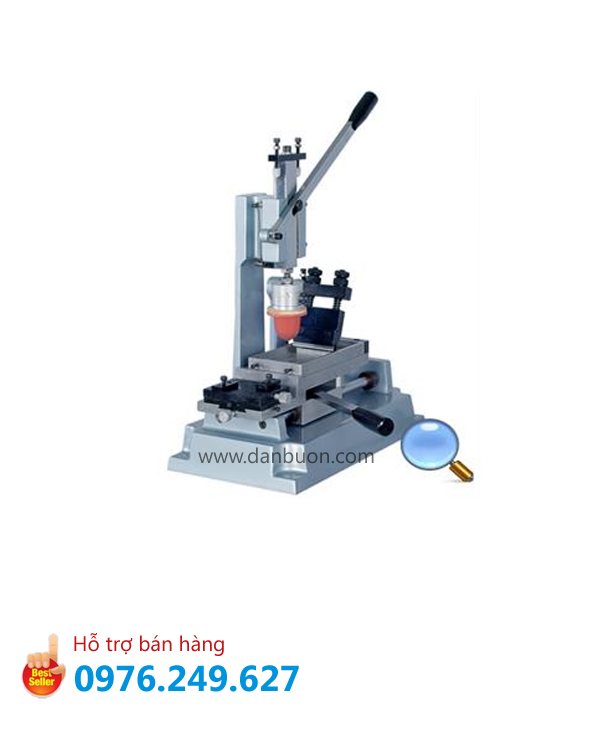 Hình ảnh cận cảnh máy in tampon thủ công 1 màu giá rẻ, thiết kế nhỏ gọn, phù hợp cho xưởng in nhỏ.