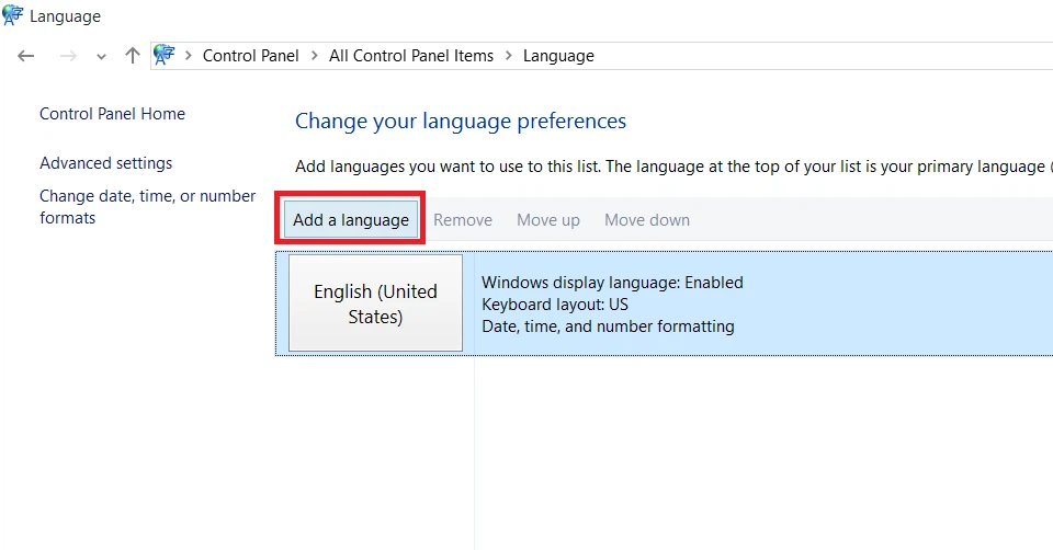 Tùy Chọn Thêm Ngôn Ngữ Mới Trong Cài Đặt