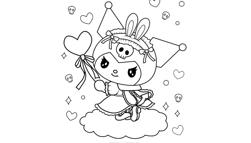 Hình nền Kuromi đơn sắc cho máy tính