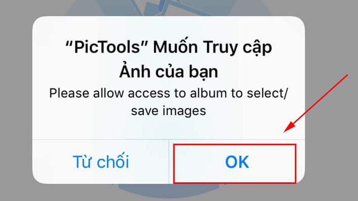 Cho phép PicTools truy cập ảnh trên iPad
