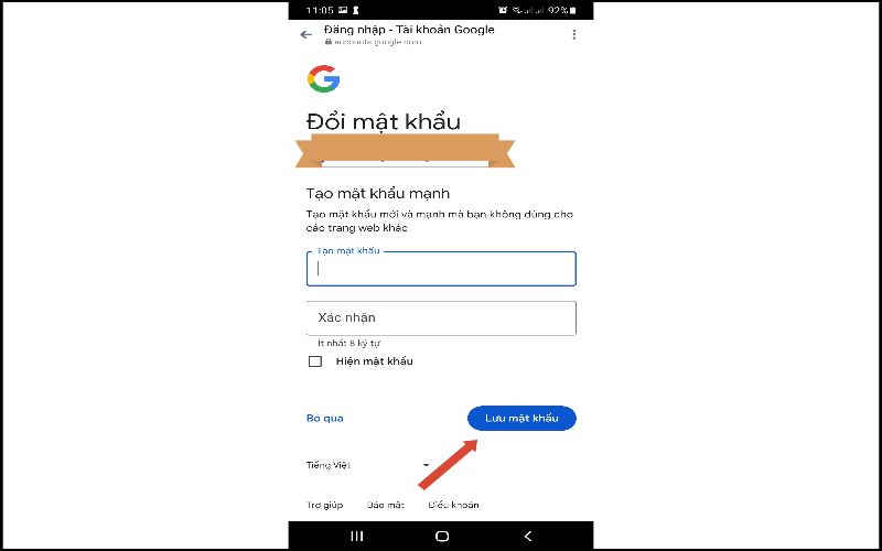 Thiết lập mật khẩu mới mạnh mẽ cho tài khoản Gmail sau khi khôi phục thành công