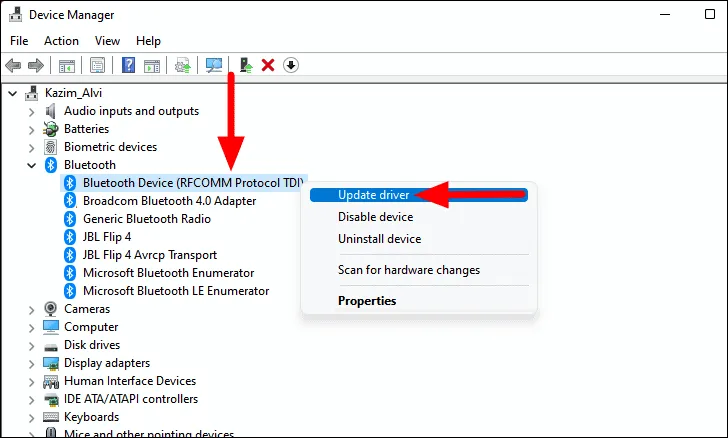 Cập nhật driver Bluetooth khi máy tính không thể kết nối Bluetooth
