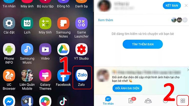 Chọn mục cá nhân trên Zalo