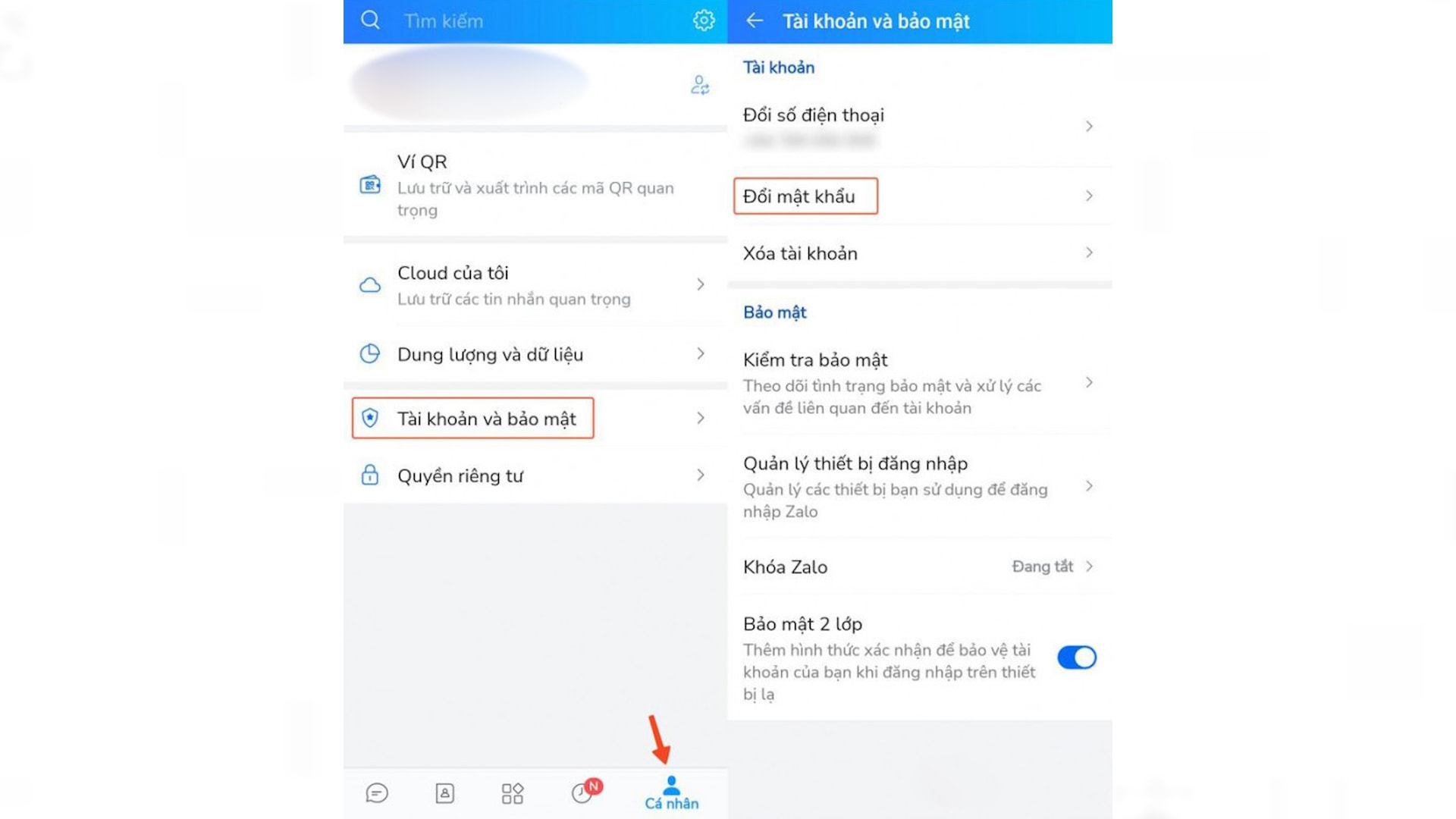 Các bước thay đổi mật khẩu Zalo trên điện thoại