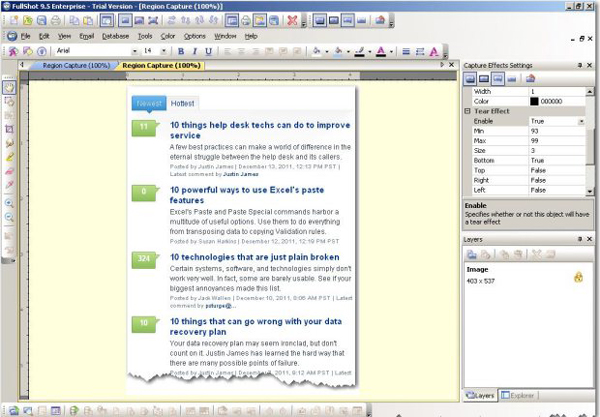 Giao diện chính của ứng dụng chụp màn hình máy tính FullShot với nhiều tùy chọn và hiệu ứng đặc biệt.