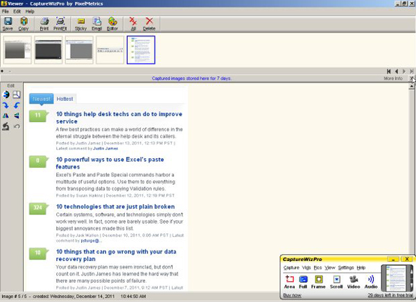 Icon của ứng dụng chụp màn hình máy tính CaptureWizPro trên khay hệ thống, sẵn sàng để bắt đầu chụp.