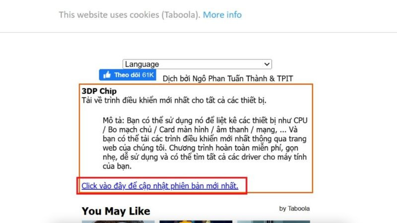 Tải 3DP Chip để tìm driver Wifi