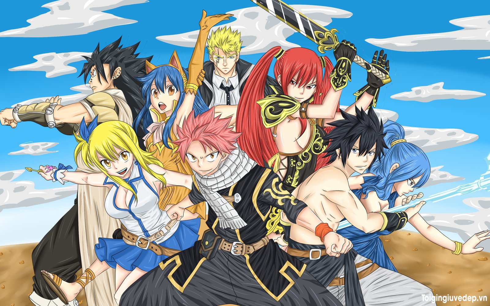 Hình nền Fairy Tail độc đáo với các thành viên hội pháp sư