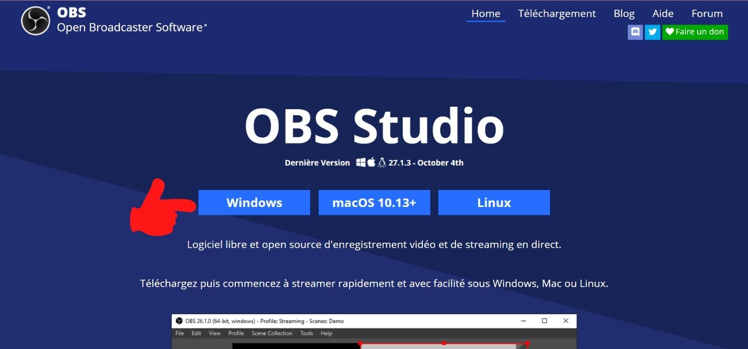 Chọn phiên bản Windows để tải OBS Studio về máy tính từ trang chủ