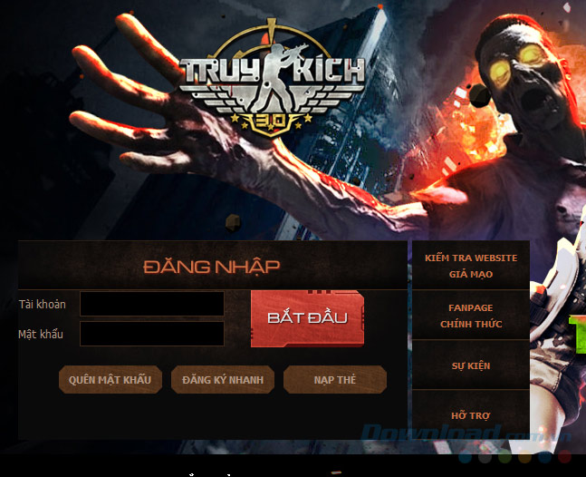 Giao diện đăng nhập Client Truy Kích