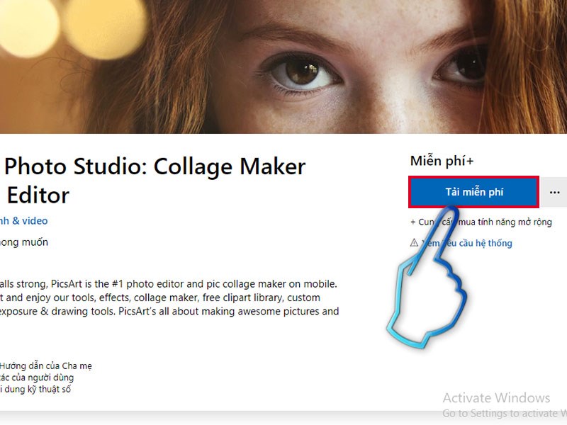Nút Get/Tải Miễn Phí ứng dụng máy tính trên PC