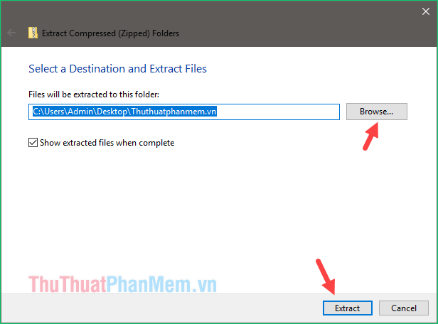 Cửa sổ Extract Compressed (Zipped) Folders