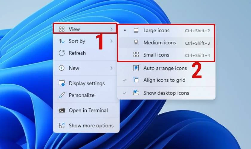 Điều chỉnh kích thước icon trên máy tính Win 7