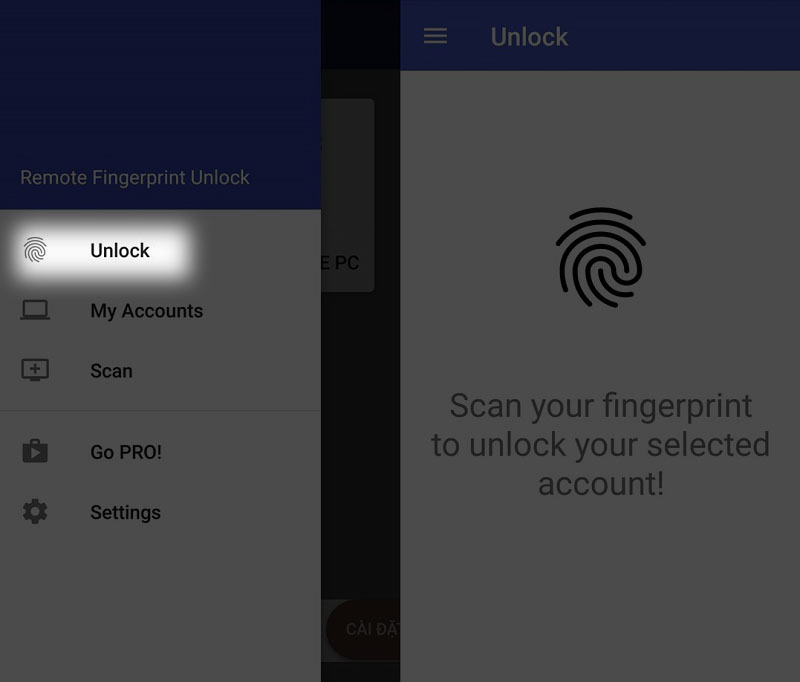 Thực hiện mở khóa máy tính Windows bằng vân tay trên điện thoại Android