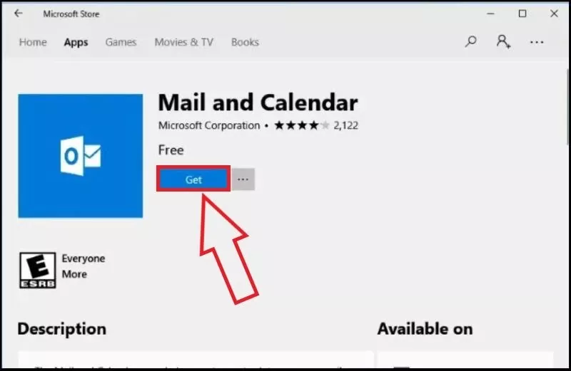Lựa chọn loại tài khoản Outlook.com trong ứng dụng Mail and Calendar trên máy tính Windows để đăng nhập
