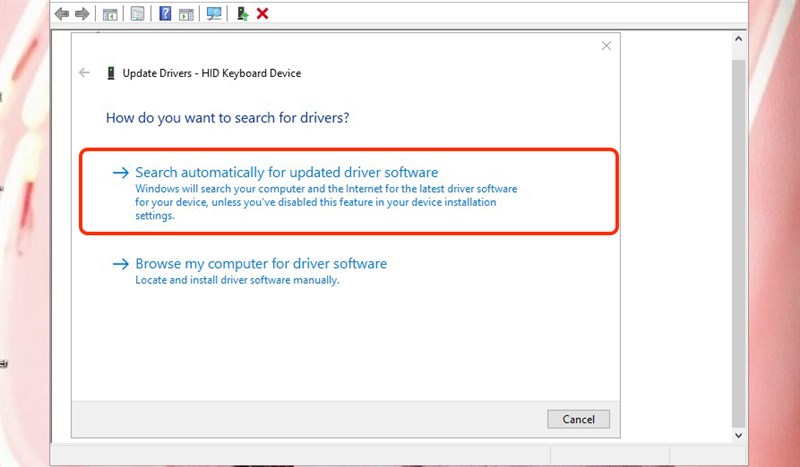 Lựa chọn phương thức tìm kiếm driver để cài đặt