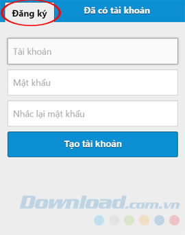 Giao diện đăng ký tài khoản Truy Kích