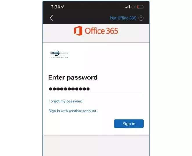 Nhập mật khẩu để hoàn tất đăng nhập tài khoản Outlook trên điện thoại Android