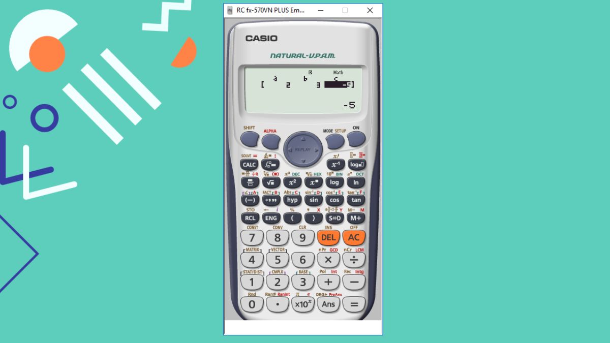 Máy tính hiển thị kết quả giải phương trình bậc 2