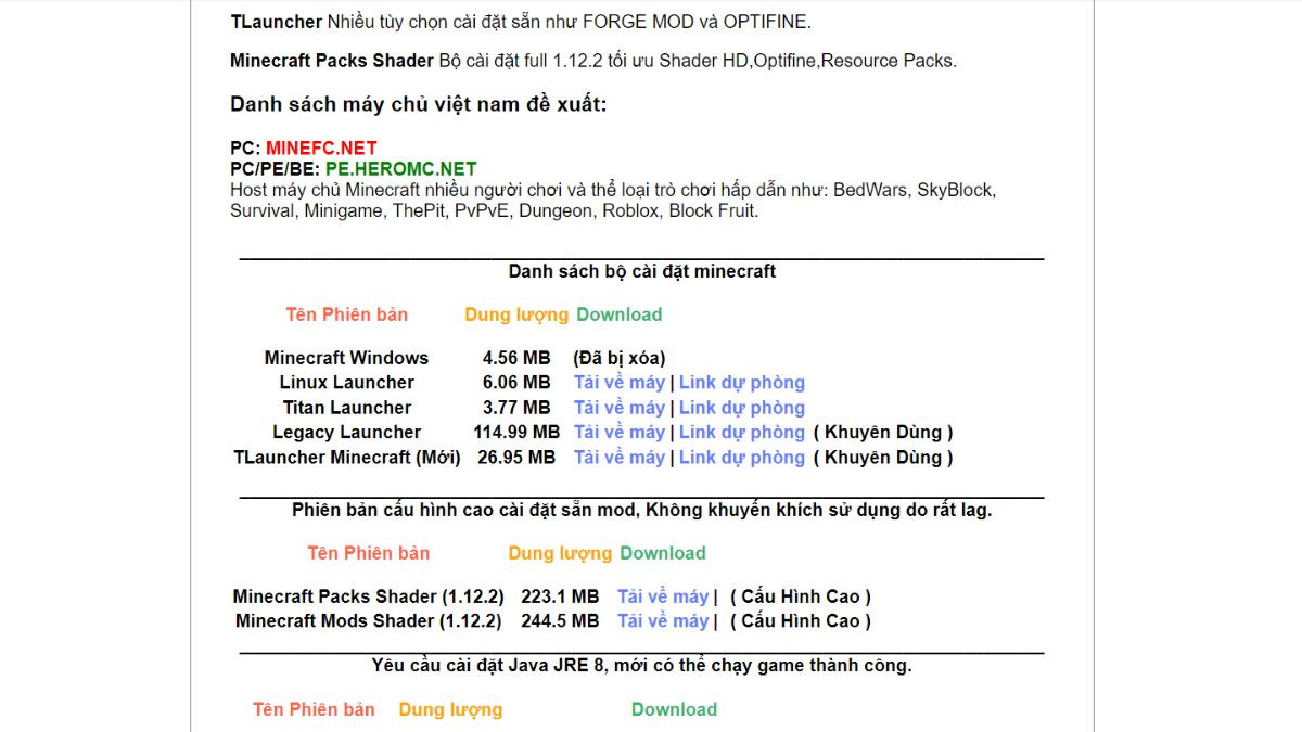 Chọn phiên bản khi tải Minecraft trên máy tính miễn phí: Bước 2