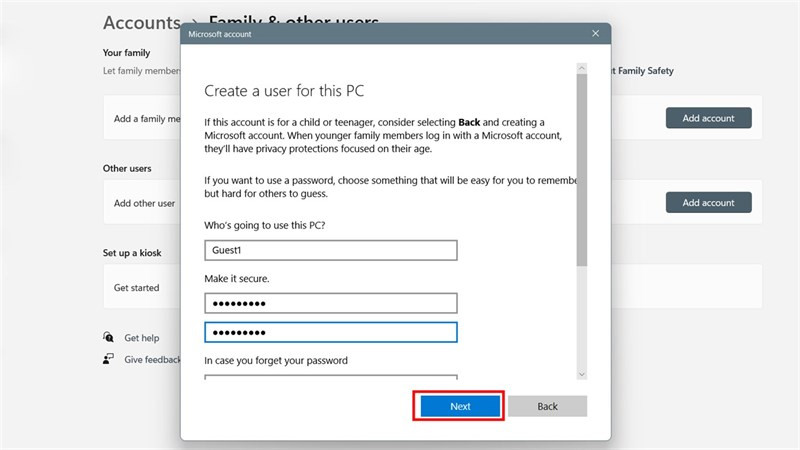 CÃ¡ch táº¡o tÃ i khoáº£n KhÃ¡ch (Guest Account) cho mÃ¡y tÃ­nh trÃªn Windows 11