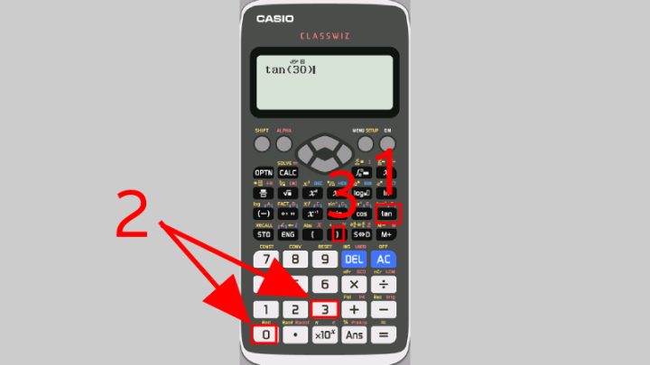 Nhấn chọn phím tan trên máy tính và nhập số độ để tính cot