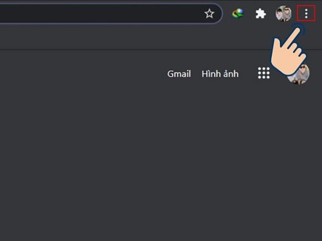 Mở menu ba chấm để truy cập cài đặt trên Chrome, bước đầu tiên để xóa cookie Chrome trên máy tính