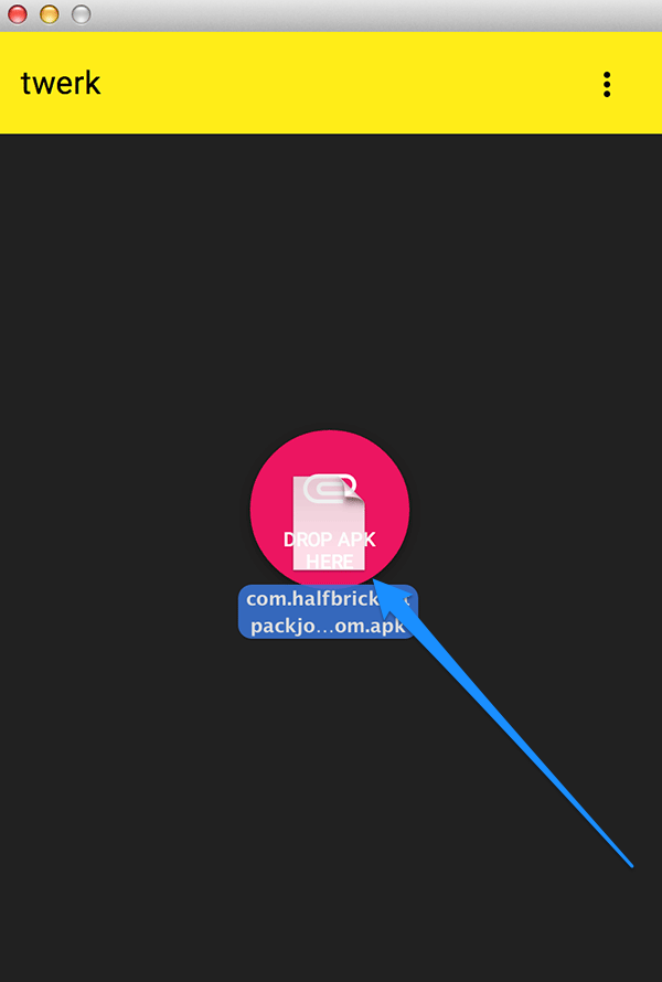 Kéo và thả tệp APK vào giao diện Twerk để bắt đầu chuyển đổi cho trình duyệt Android trên máy tính